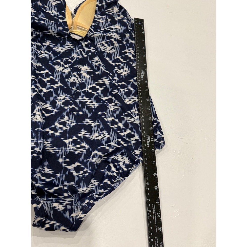 Miraclesuit Womens Navy White Abstract Print One Piece Swimsuit Size 12 NEW - Picture 5 of 13